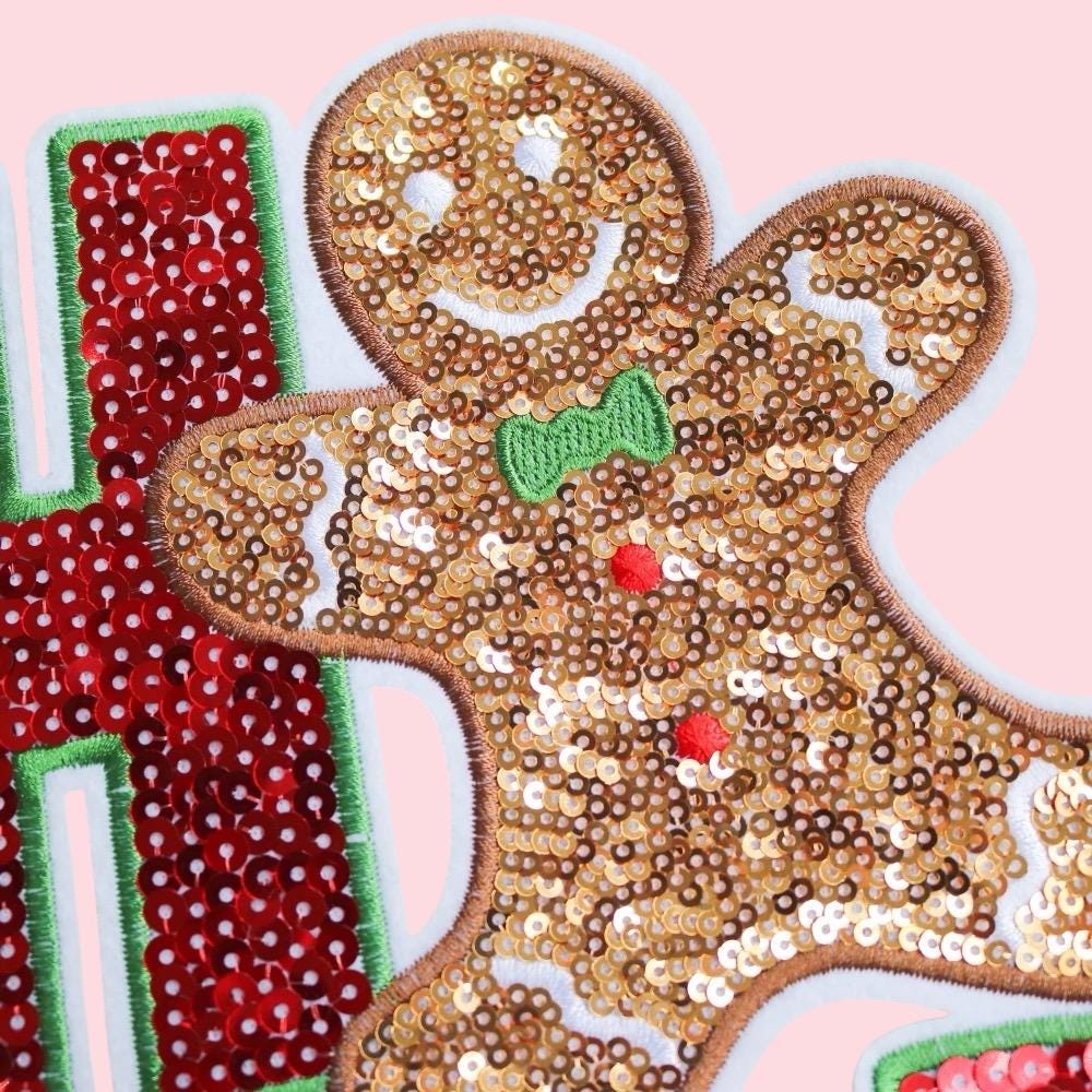 Oh Snap Gingerbread Sequin Iron On Patch